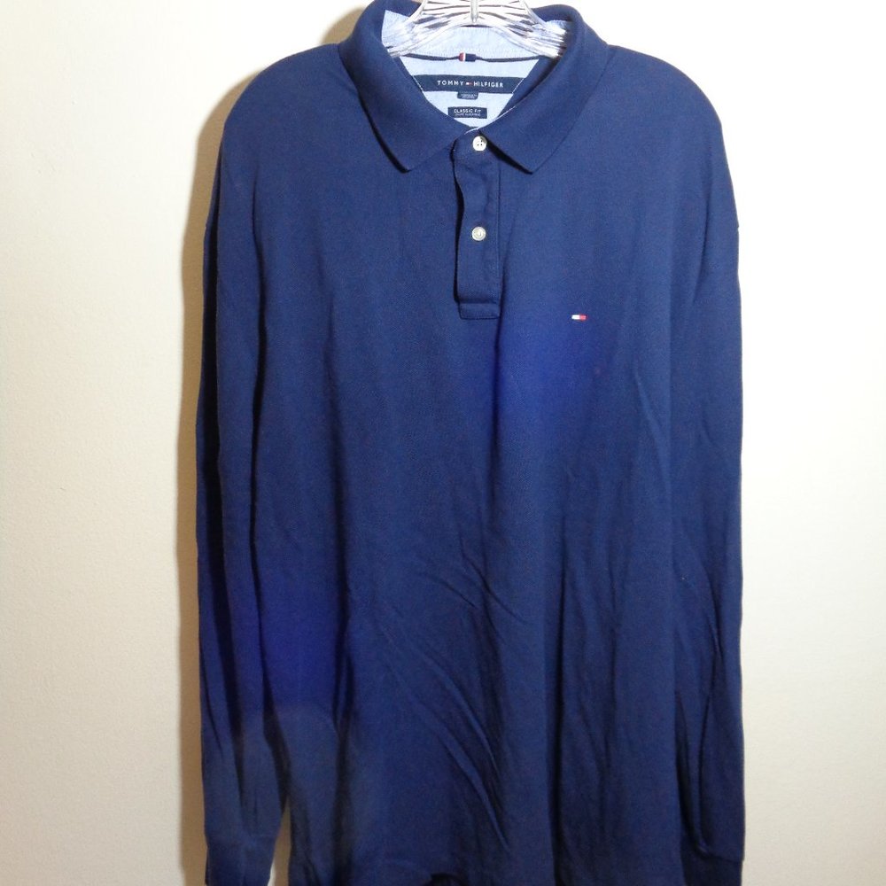 Tommy Hilfiger Mens Navy Blue Long Sleeve Polo XXL